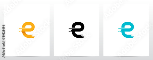  Circuit Loop Paint Lines Letter Logo Design E