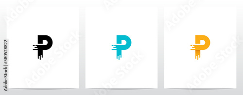  Circuit Loop Paint Lines Letter Logo Design P