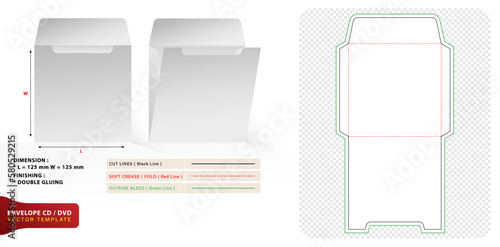 vector illustration a envelope packaging die cut template design 3d mock-up for products compartments unique designs, minimalist conceptual packet holder