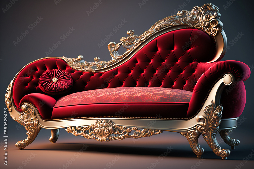 A luxurious and elegant chaise lounge upholstered in soft velvet perfect  for a refined and stylish Stock Illustration | Adobe Stock
