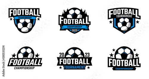 Football or soccer sport collections with badge or emblem style