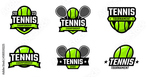 Tennis sport collections with badge or emblem style