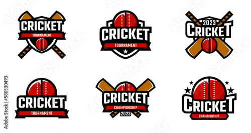 Cricket sport collections with badge or emblem style