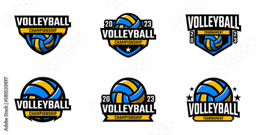Volleyball sport collections with badge or emblem style