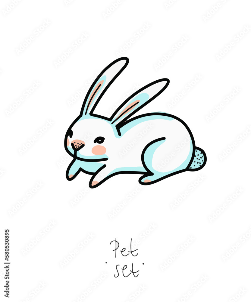 Color clip art of a pet on a white or transparent background. From a vector large set. Hare, hamster, cat, dog, mouse, raccoon, fox, kittens, toys, parrot Color clip art of a pet on a white or transparent background. From a vector large set. Hare, hamster, cat, dog, mouse, raccoon, fox, kittens, toys, parrot