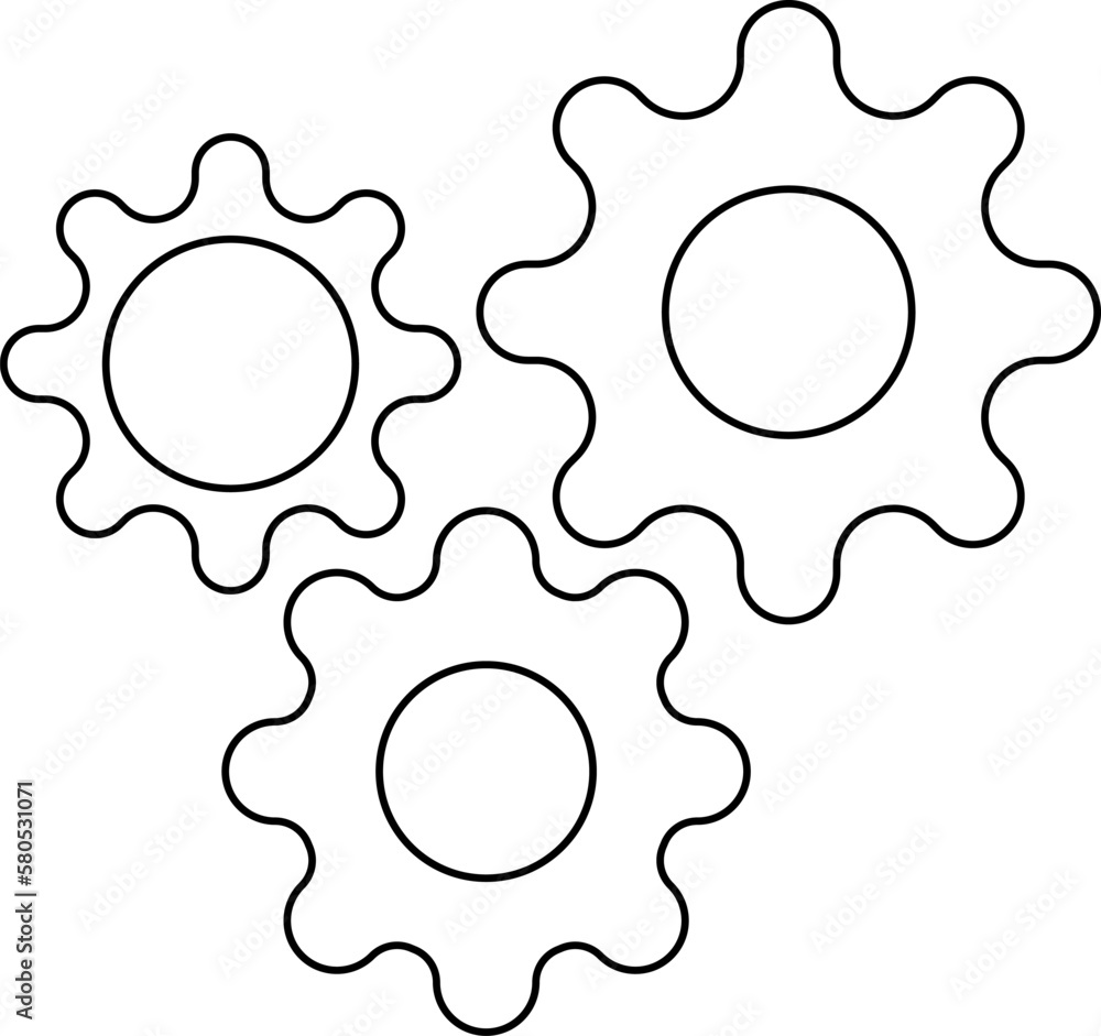 Connected cogs gears vector illustration. Connected cogs gears vector illustration.