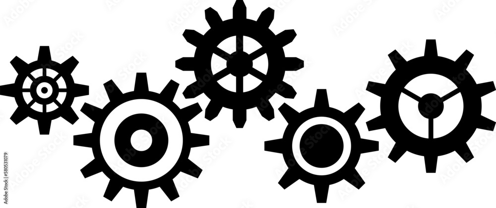 Connected cogs gears vector illustration. Connected cogs gears vector illustration.
