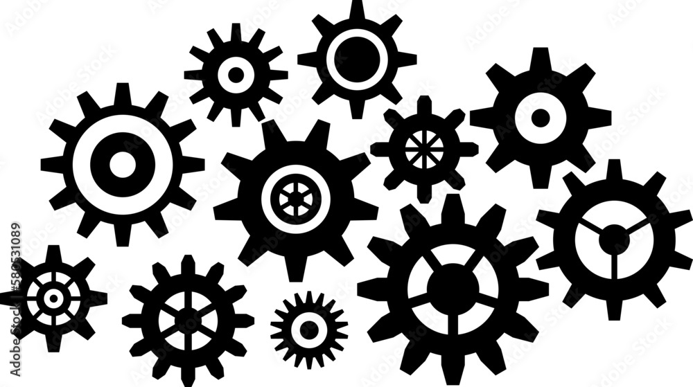 Connected cogs gears vector illustration. Connected cogs gears vector illustration.