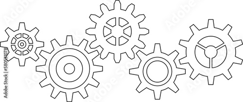 Connected cogs gears vector illustration.
