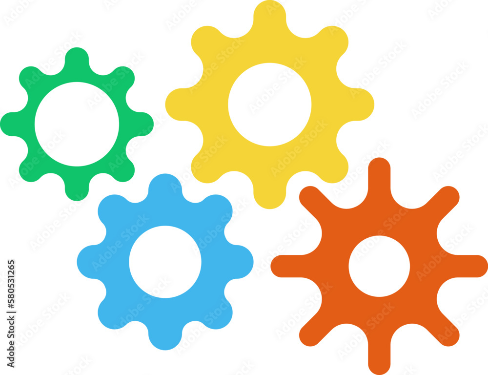Connected cogs gears vector illustration. Connected cogs gears vector illustration.