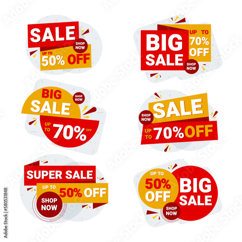 Sale label collection with red and yellow color.