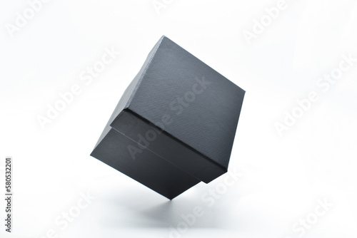 black paper box on white background  packaging industry
