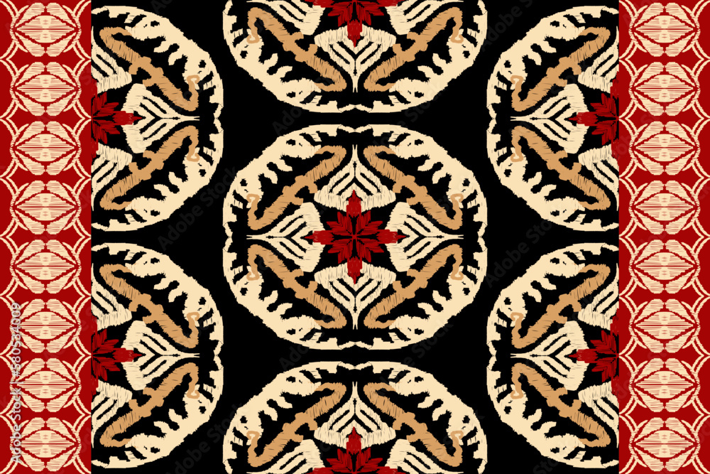 seamless pattern.ethnic oriental pattern traditional on black background.Aztec style abstract vector illustration.design for