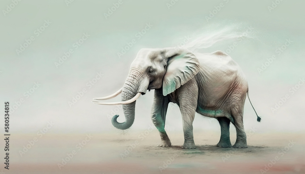 Fototapeta premium Elephant animal abstract wallpaper. Soft background tusker in Pastel colors generative ai