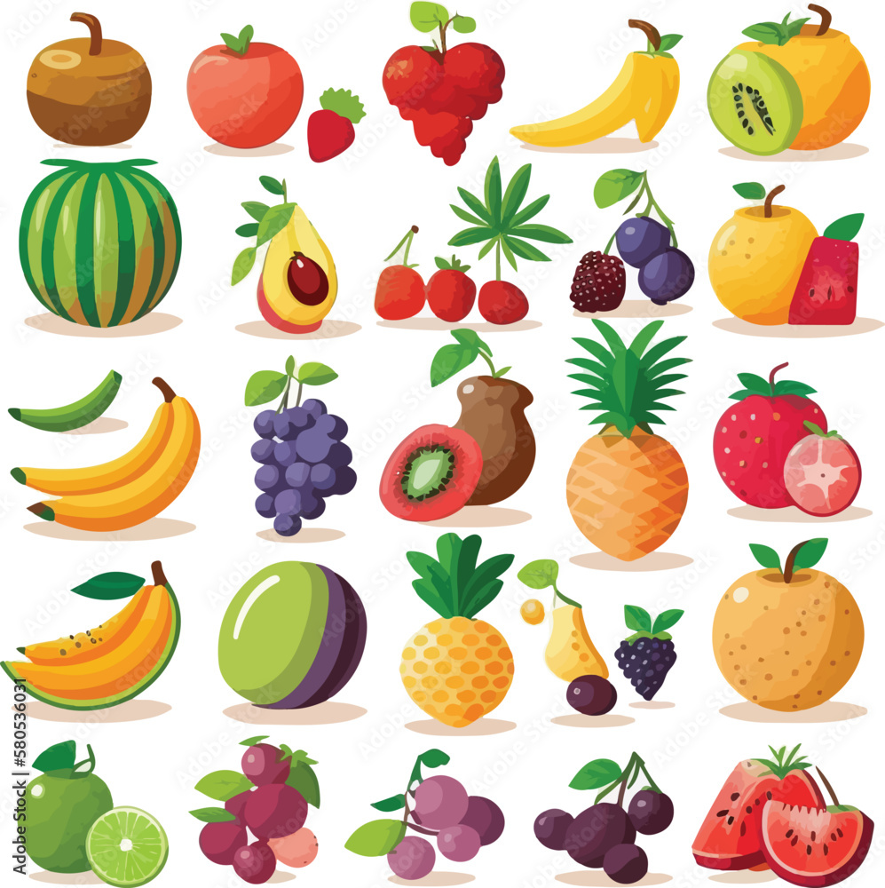 set of fruits and berries set of fruits and berries