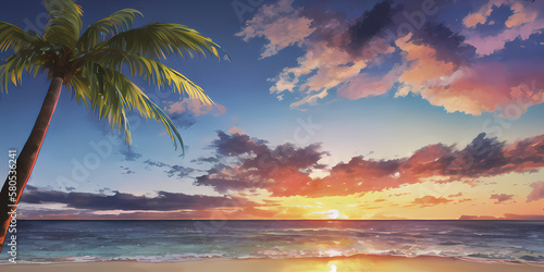 colorful sunset on the beach