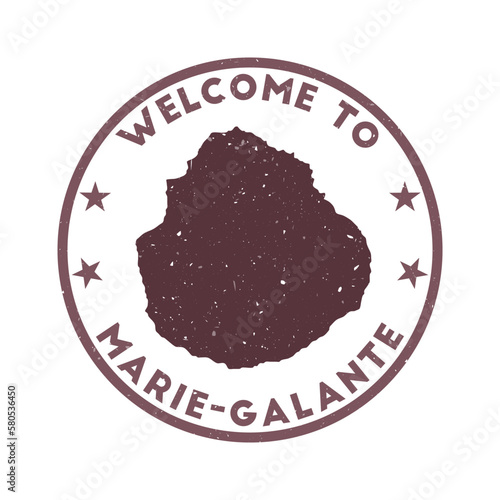 Welcome to Marie-Galante stamp. Grunge island round stamp with texture in Reading Tea Leaves color theme. Vintage style geometric Marie-Galante seal. Classy vector illustration.