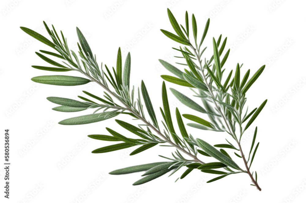 Fresh green organic rosemary leaves, transparent image without background, isolated, created with Generative AI Fresh green organic rosemary leaves, transparent image without background, isolated, created with Generative AI