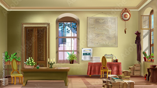 Vintage room interior illustration
