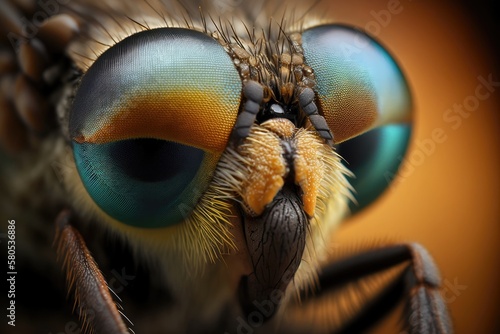 Horse fly up close on a macro lens. Generative AI photo