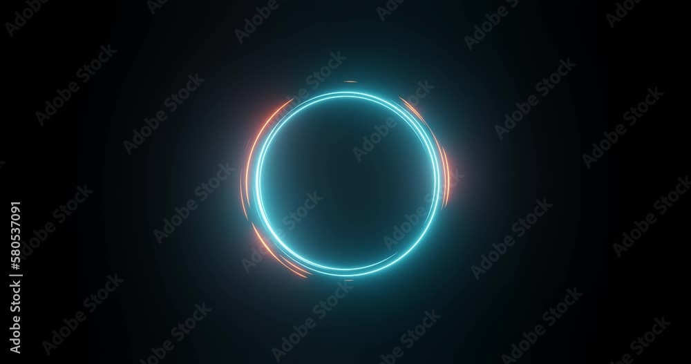 Blue and red neon circles abstract futuristic motion background. Loop ...