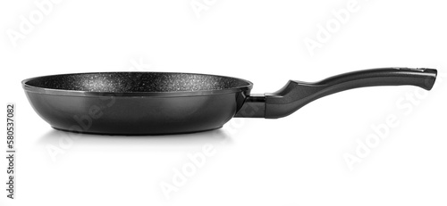 Frying pan isolated on white background with clipping path photo