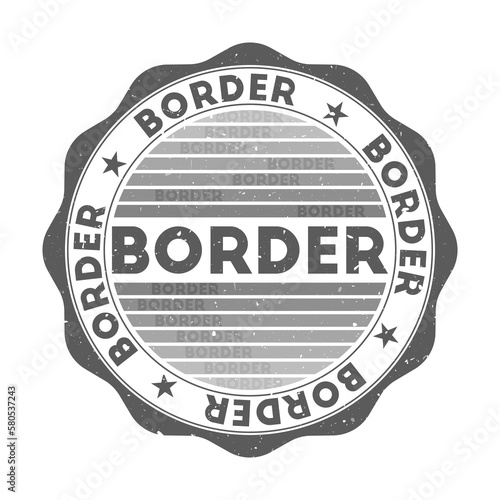 Border badge. Grunge word round stamp with texture in Knight's Armor color theme. Vintage style geometric border seal with gradient stripes. Astonishing vector illustration.