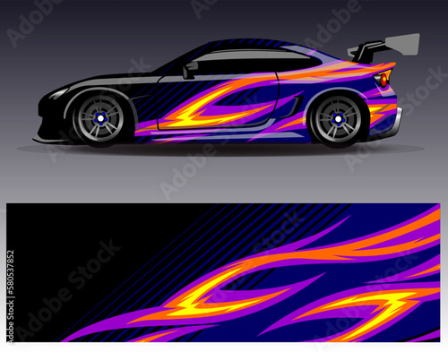 Car wrap design vector. Graphic abstract stripe racing background kit designs for wrap vehicle  race car  rally  adventure and livery