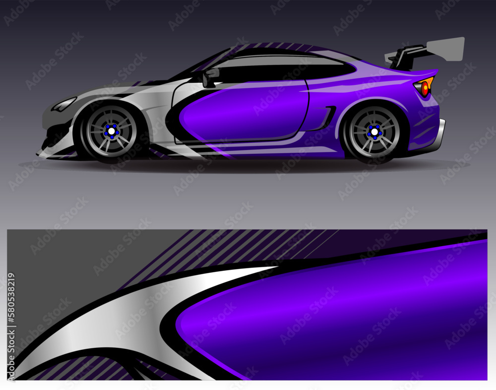 Car wrap design vector. Graphic abstract stripe racing background kit designs for wrap vehicle race car rally adventure and livery Car wrap design vector. Graphic abstract stripe racing background kit designs for wrap vehicle race car rally adventure and livery