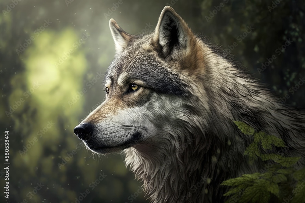 Animal Grey Wolf. Generative AI