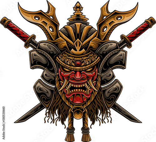 japanese samurai mask vector design