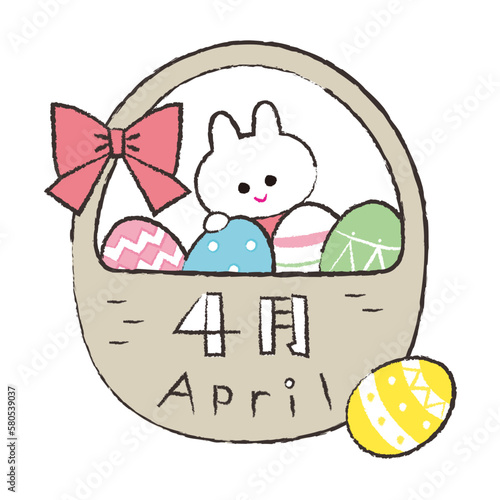 イースターをモチーフにした4月のイメージイラスト(カラー)
