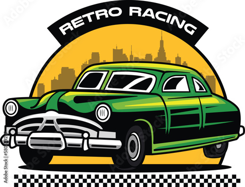 Vector illustration of vintage badge cars