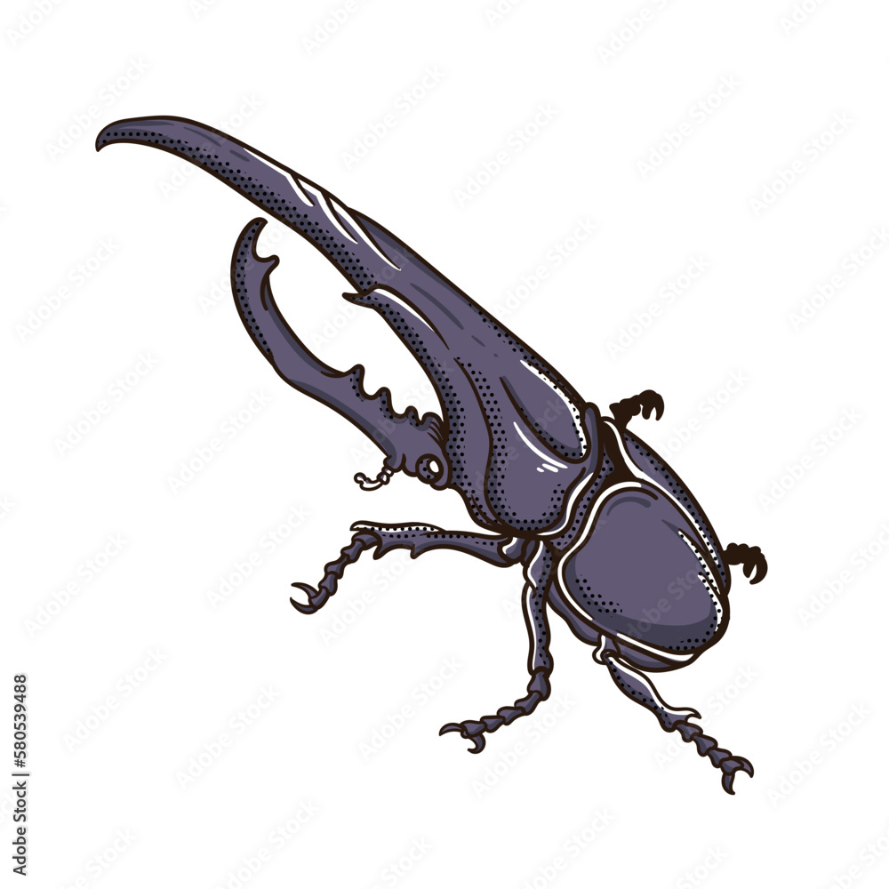 Obraz premium Sticker illustration of the hercules beetle vector design