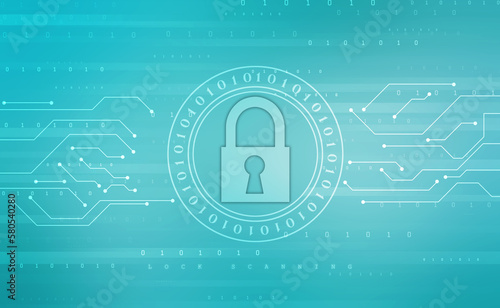 Digital Padlock on abstract technology background, Technology security concept. Modern safety digital background. Protection system, Cyber Security and safety information, personal data concept