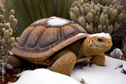 Sonoran Desert Tortoise (Gopherus morafkai) in Snow Canyon State Park in Utah, US. Nature's Red List shows which species are most at risk. Generative AI photo