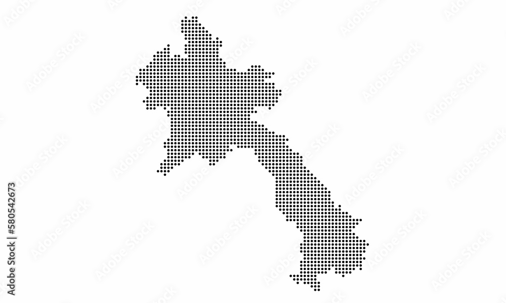 Laos dotted map with grunge texture in dot style. Abstract vector illustration of a country map with halftone effect for infographic. 