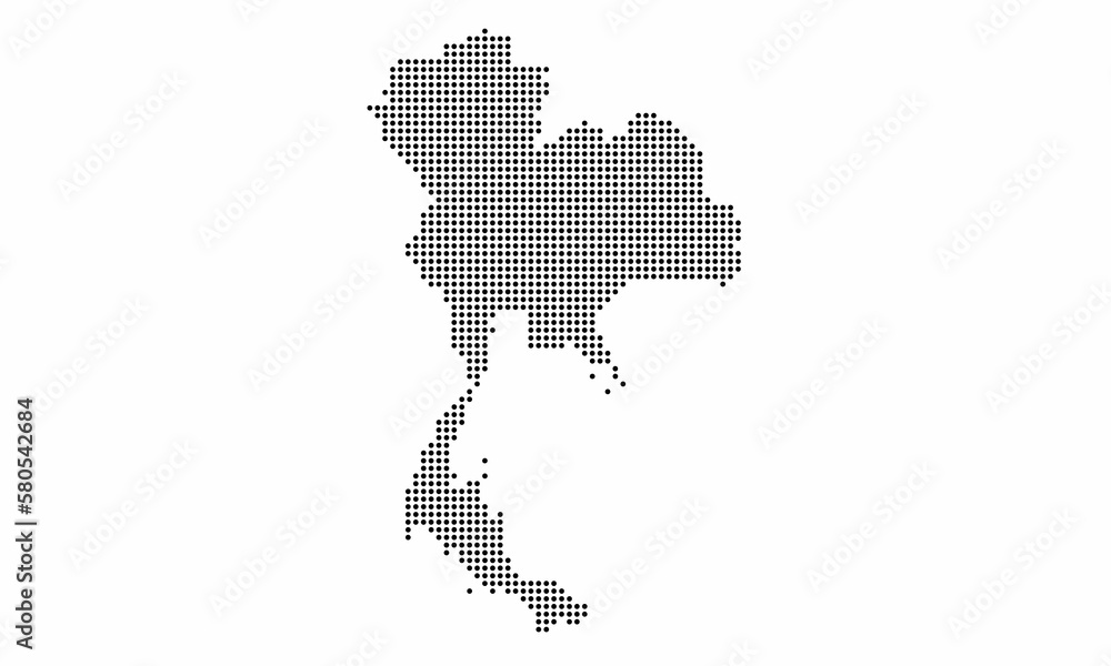 Fototapeta premium Thailand dotted map with grunge texture in dot style. Abstract vector illustration of a country map with halftone effect for infographic. 