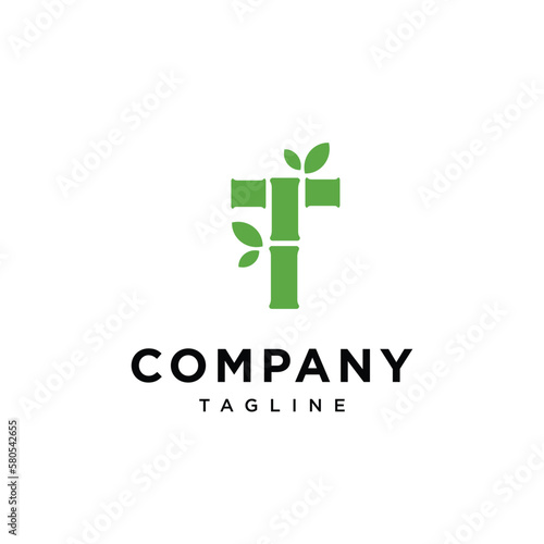 Letter T bamboo vector logo icon template