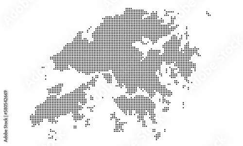 Hong Kong or Hongkong dotted map with grunge texture in dot style. Abstract vector illustration of a country map with halftone effect for infographic.  