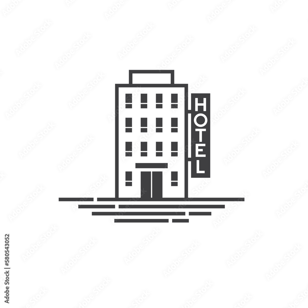 illustration of hotel, lodging, vector art.