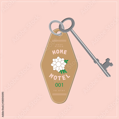 vintage key with retro Keychain home motel 