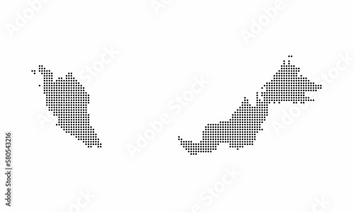 Malaysia dotted map with grunge texture in dot style. Abstract vector illustration of a country map with halftone effect for infographic. 