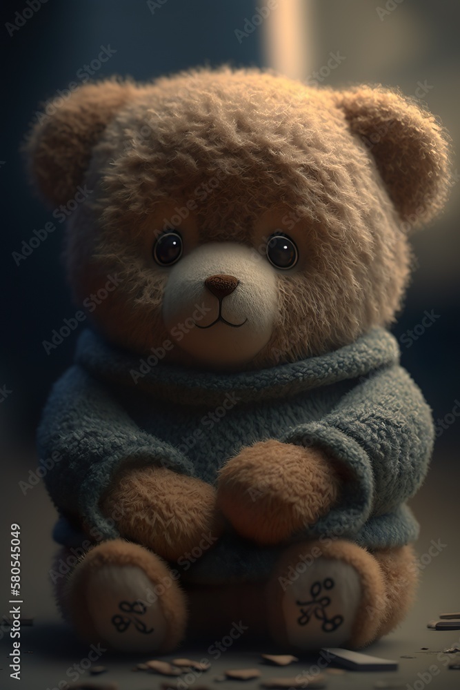 Obraz premium Adorable Companion: A Cute and Cuddly Teddy Bear, generative ai.