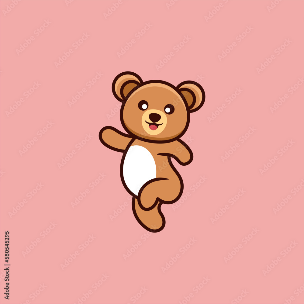 Obraz premium cute bear standing logo design