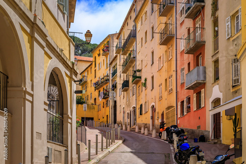 Traditional houses on a crooked street in the Old Town Nice, South of France © SvetlanaSF