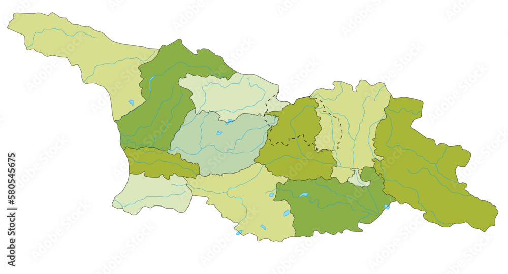 Highly detailed editable political map with separated layers. Georgia.