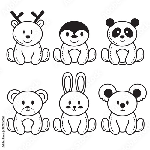 icon outline set, animal collection. Paint. Isolate the background.
