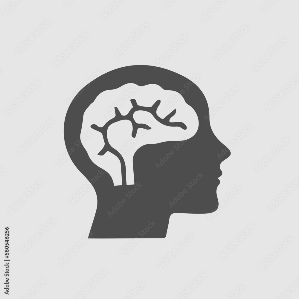 Head with brain vector icon eps 10. Simple isolated illustration. Head with brain vector icon eps 10. Simple isolated illustration.