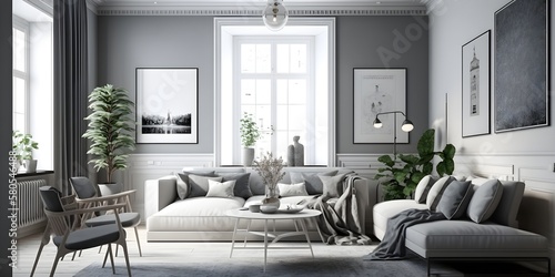 modern style interior design of living room  Generative AI